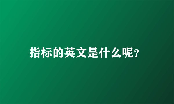 指标的英文是什么呢？