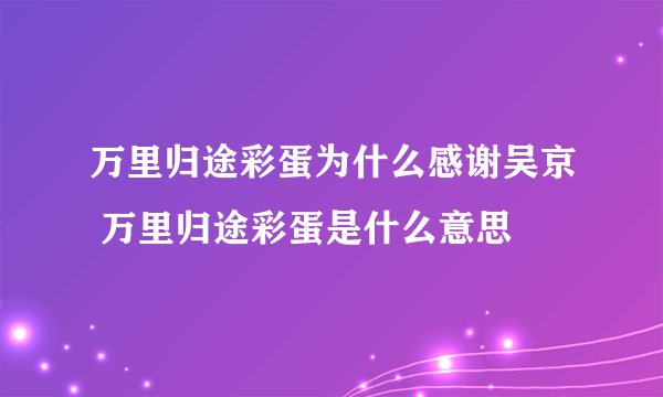 万里归途彩蛋为什么感谢吴京 万里归途彩蛋是什么意思