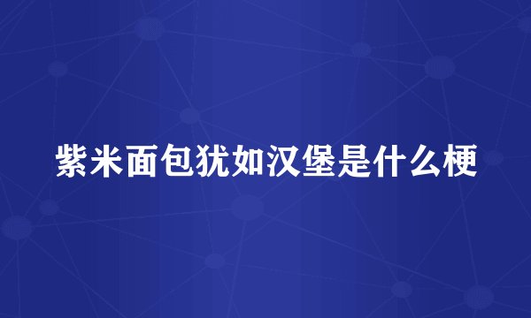 紫米面包犹如汉堡是什么梗
