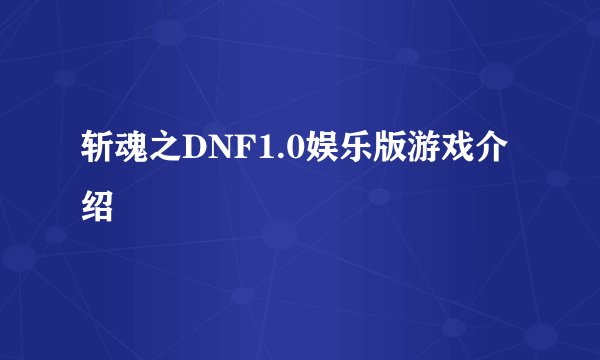 斩魂之DNF1.0娱乐版游戏介绍
