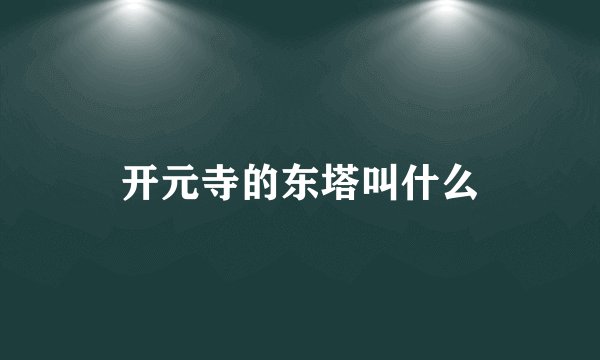 开元寺的东塔叫什么