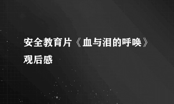 安全教育片《血与泪的呼唤》观后感
