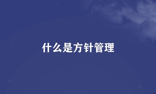 什么是方针管理