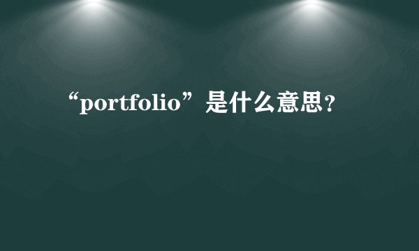 “portfolio”是什么意思？