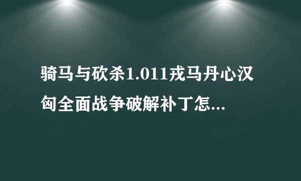 骑马与砍杀1.011戎马丹心汉匈全面战争破解补丁怎么下载??求大神!!!!!