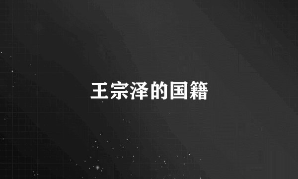 王宗泽的国籍
