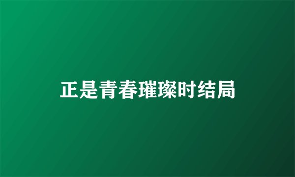 正是青春璀璨时结局