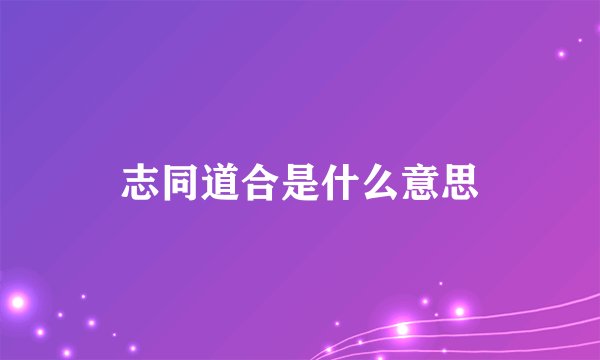 志同道合是什么意思