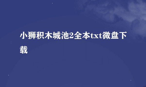 小狮积木城池2全本txt微盘下载