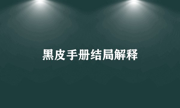 黑皮手册结局解释