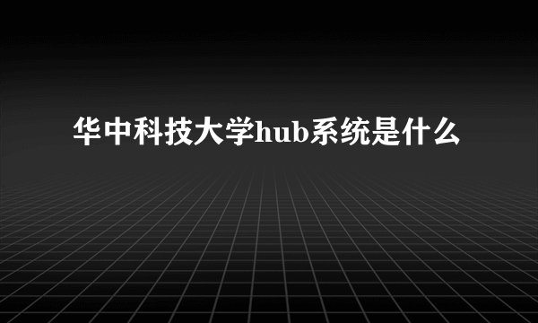 华中科技大学hub系统是什么