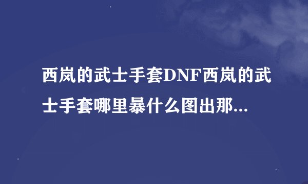 西岚的武士手套DNF西岚的武士手套哪里暴什么图出那玩意儿机率大点