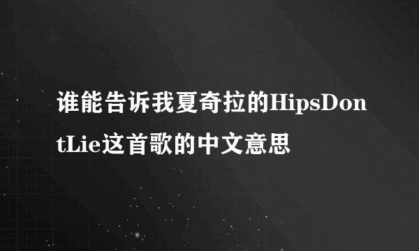 谁能告诉我夏奇拉的HipsDontLie这首歌的中文意思