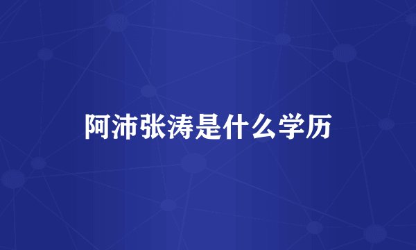 阿沛张涛是什么学历