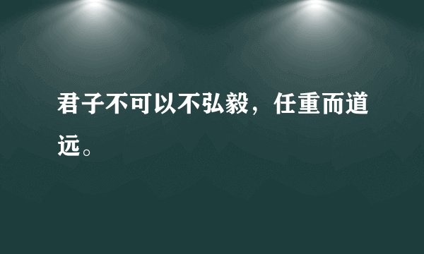 君子不可以不弘毅，任重而道远。