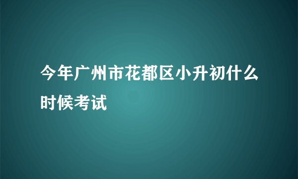 今年广州市花都区小升初什么时候考试