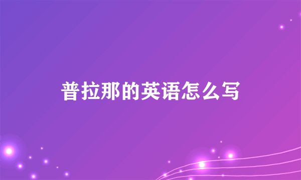 普拉那的英语怎么写
