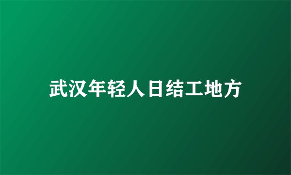 武汉年轻人日结工地方
