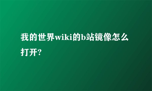 我的世界wiki的b站镜像怎么打开?
