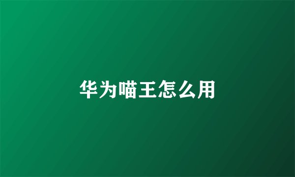 华为喵王怎么用