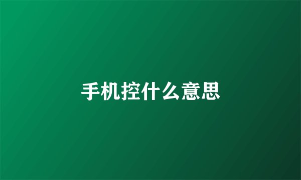 手机控什么意思