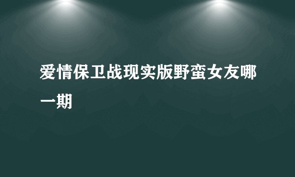 爱情保卫战现实版野蛮女友哪一期