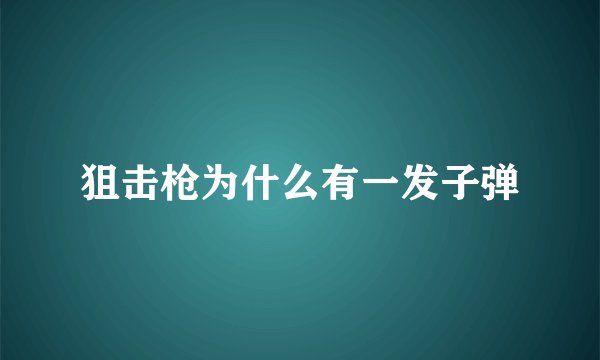 狙击枪为什么有一发子弹