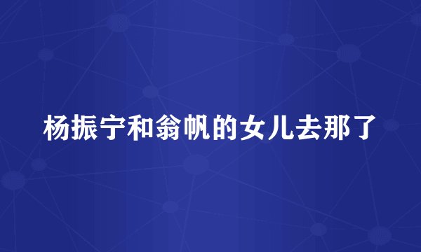 杨振宁和翁帆的女儿去那了