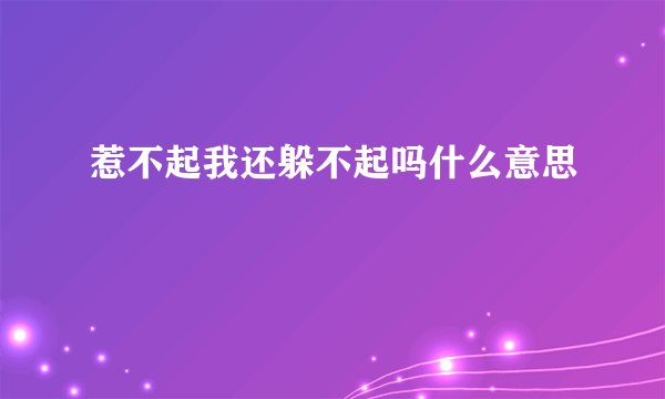 惹不起我还躲不起吗什么意思