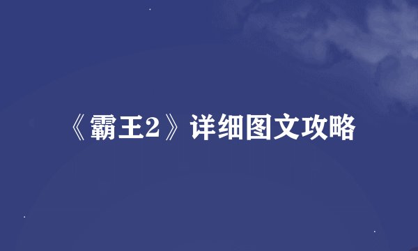 《霸王2》详细图文攻略