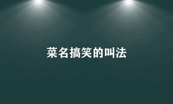 菜名搞笑的叫法