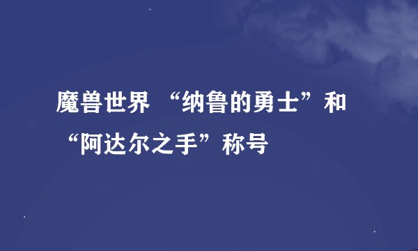 魔兽世界 “纳鲁的勇士”和“阿达尔之手”称号