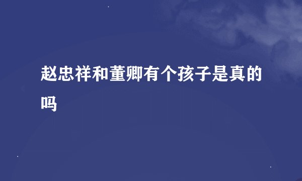 赵忠祥和董卿有个孩子是真的吗