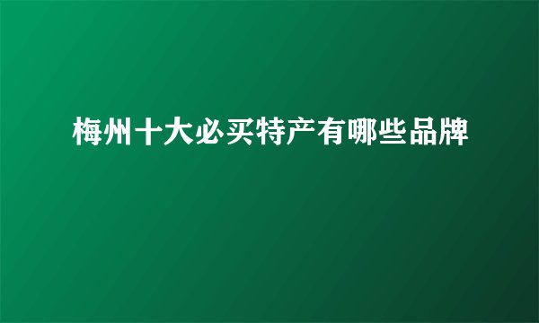 梅州十大必买特产有哪些品牌