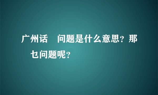 广州话冇问题是什么意思？那冇乜问题呢？