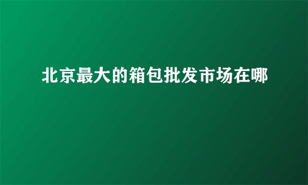 北京最大的箱包批发市场在哪
