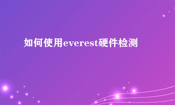 如何使用everest硬件检测