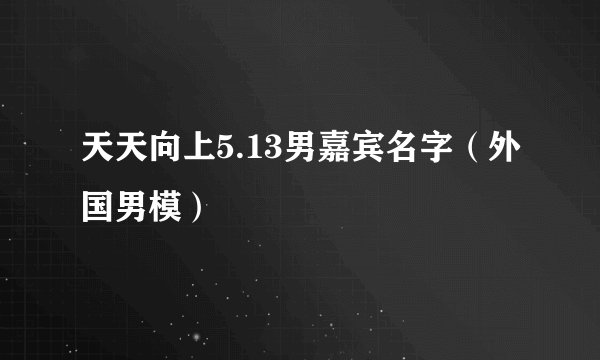 天天向上5.13男嘉宾名字（外国男模）