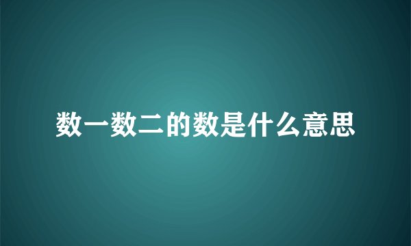 数一数二的数是什么意思