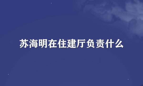 苏海明在住建厅负责什么