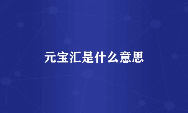 元宝汇是什么意思