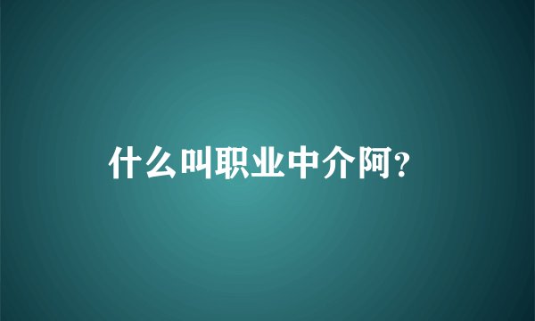 什么叫职业中介阿？