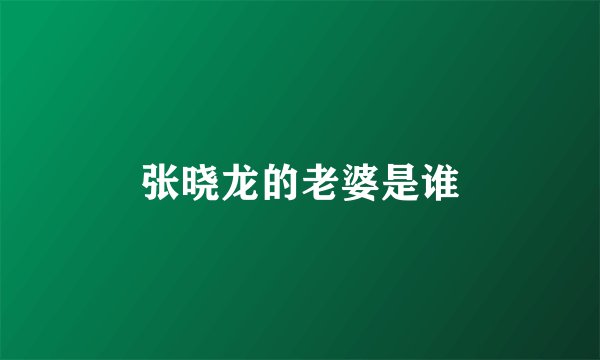张晓龙的老婆是谁
