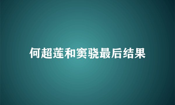 何超莲和窦骁最后结果
