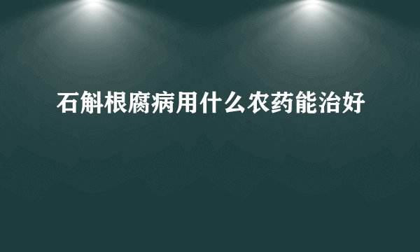 石斛根腐病用什么农药能治好