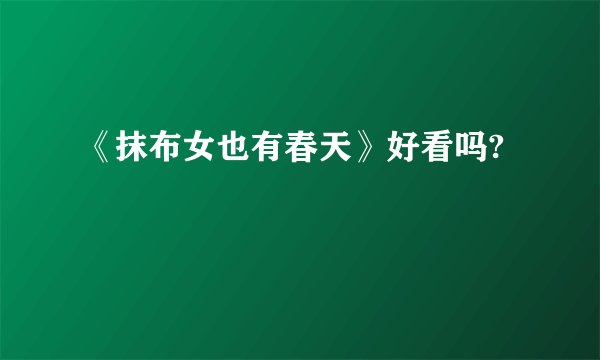 《抹布女也有春天》好看吗?