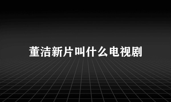 董洁新片叫什么电视剧