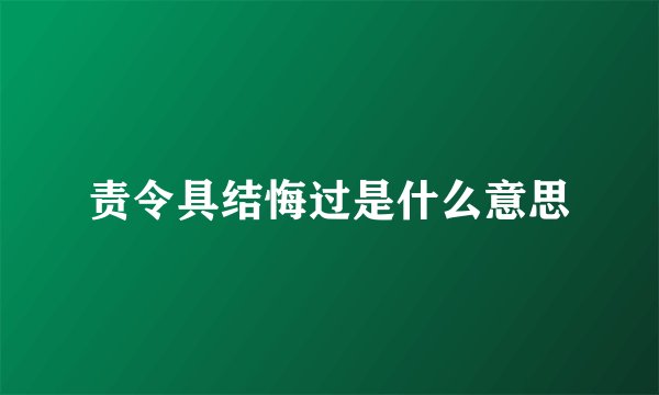 责令具结悔过是什么意思