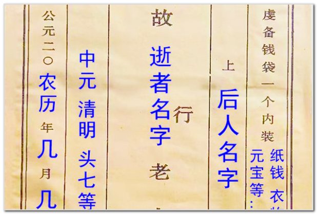 怎样写七月半的祖先包