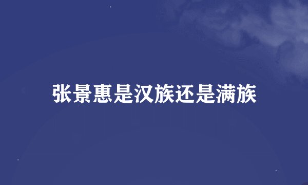 张景惠是汉族还是满族